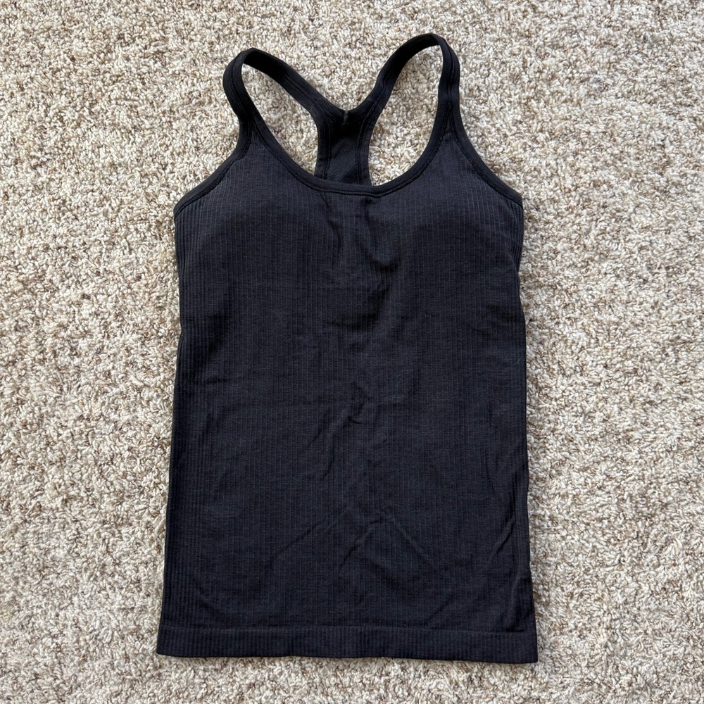 Black lululemon Ebb to Street Tank Waist Length